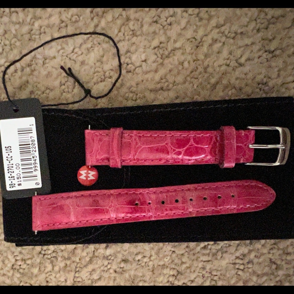 MICHELLE WATCH URBAN STRAP. HOT PINK FUCHSIA ALLIGATOR. 16mm